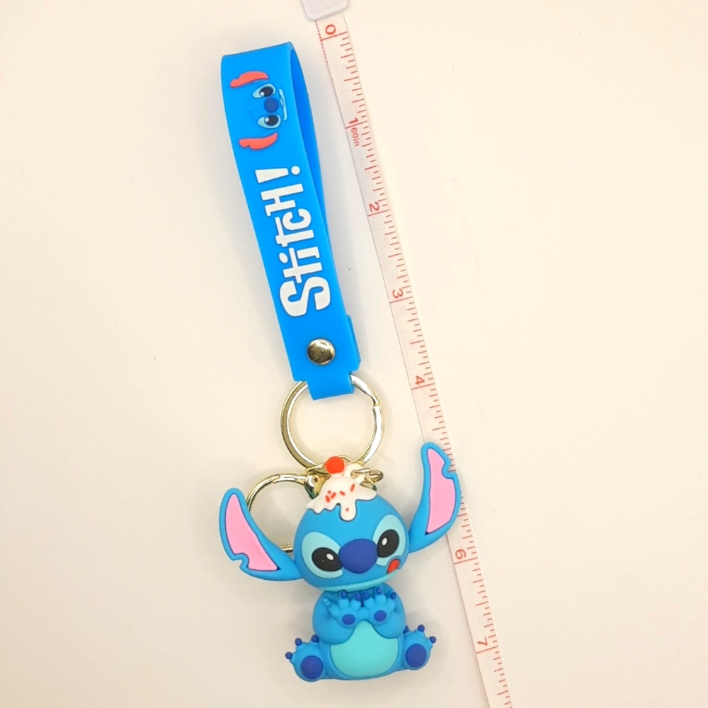 Disney Lilo Stitch Funny Stitch Sundae Silicone 3D Keychain Bag Pendant Keyring - Picture 4 of 13